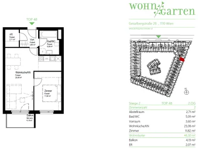 2-Zimmer-Wohnung mieten in Wien – 48,3 m², € 863 – Bild 9 von 9