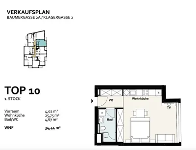 1-Zimmer-Wohnung kaufen in Wien – 34,3 m², € 219.002 – Bild 11 von 11