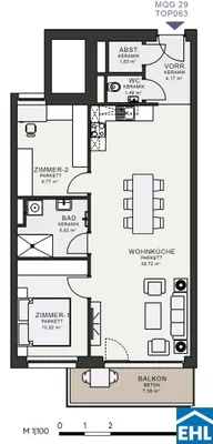 3-Zimmer-Wohnung mieten in Graz – 71,93 m², € 1.104 – Bild 7 von 7