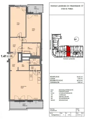 3-Zimmer-Wohnung mieten in Sankt Pölten – 94,65 m², € 1.399 – Bild 20 von 21