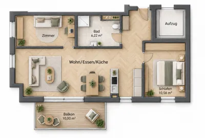 3-Zimmer-Wohnung kaufen in Linz – 59 m², € 328.200 – Bild 5 von 5