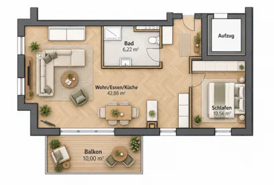 3-Zimmer-Wohnung kaufen in Linz – 59 m², € 328.200 – Bild 4 von 5