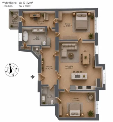 5-Zimmer-Wohnung kaufen in Wien – 131,12 m², € 995.000 – Bild 2 von 12