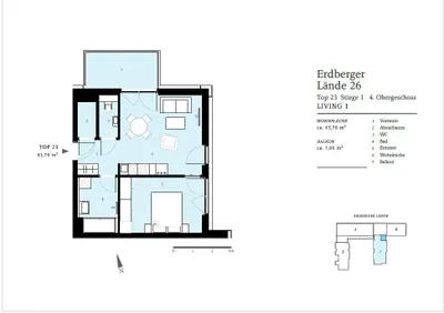 2-Zimmer-Wohnung mieten in Wien – 43,6 m², € 1.066 – Bild 11 von 12