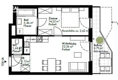 2-Zimmer-Wohnung kaufen in Wien – 46,75 m², € 269.000 – Bild 1 von 15