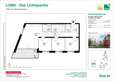 4-Zimmer-Wohnung mieten in Graz – 99,96 m², € 1.490 – Bild 2 von 4