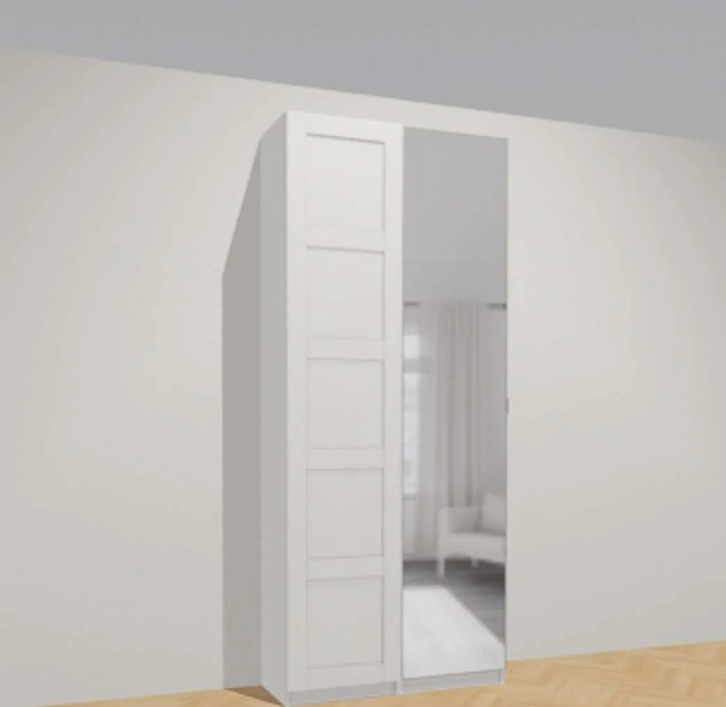 Pax Schrank hoch schmal Garderobe Vorzimmer Vorraum Ikea Schranksystem Kleiderschrank Spiegel weiß weißer schmaler hoher wardrobe shelf dresser, € 150,- (1180 Wien)