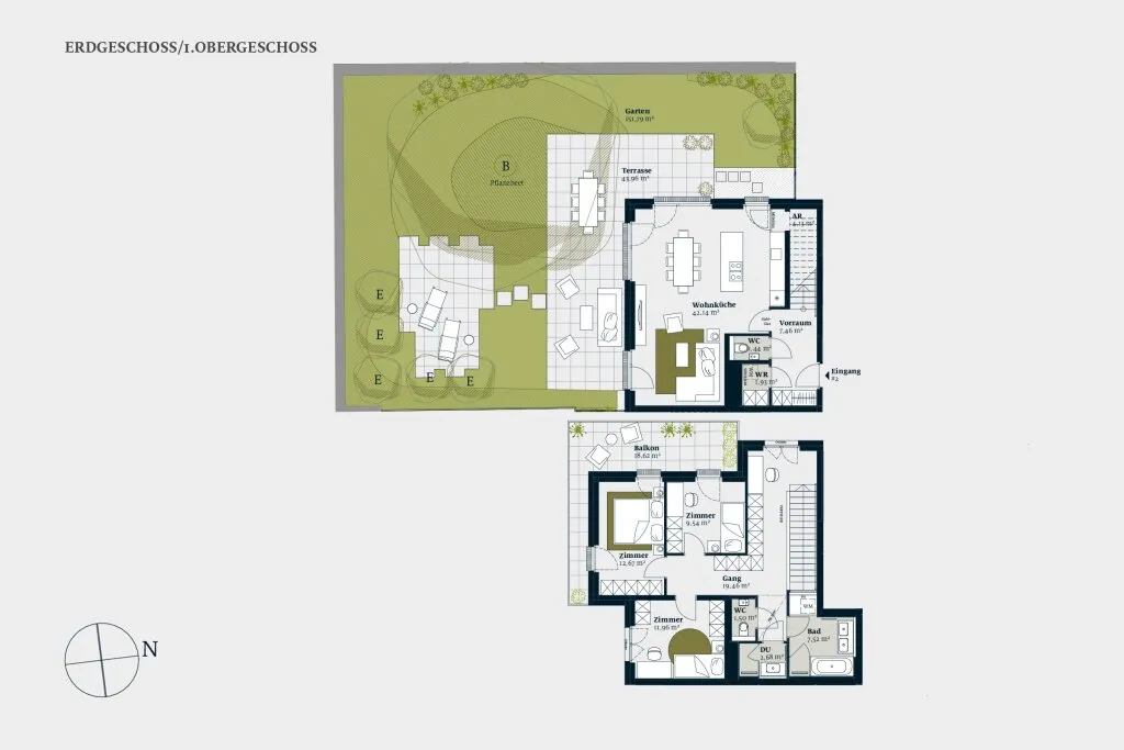 Exklusive 4-Zimmer-Maisonette mit Sonnenterrasse & 152 m² privatem Garten - Ansicht 2