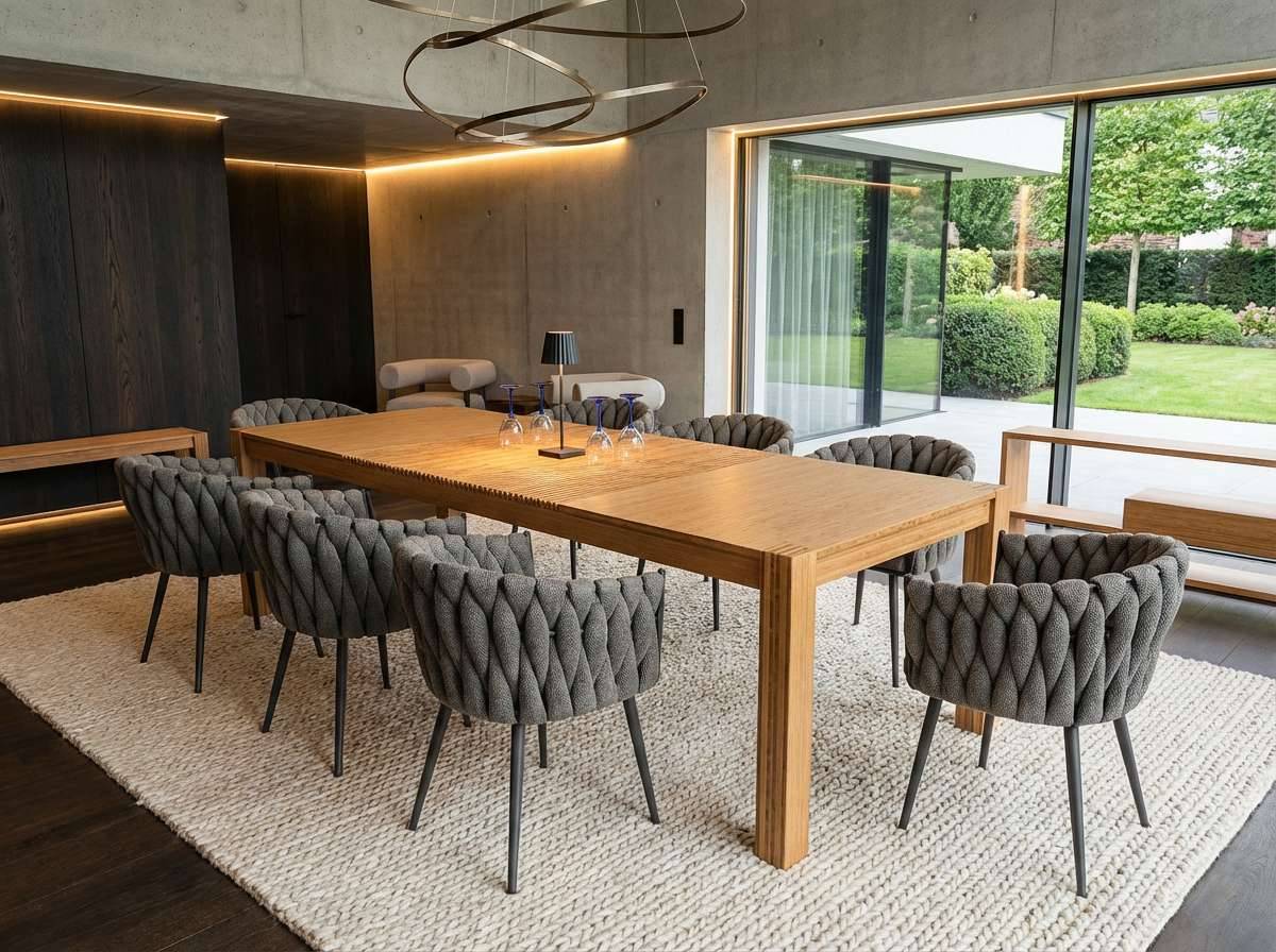 Massivholztisch 180/230 x 95cm - 8 Personen Designer Esstisch aus Vollholz  Bambus|stufenlos ausziehbar auch bei bereits gedecktem Tisch -  Lamellentisch / Besprechungstisch,  1.490,- (2340 Mdling) - willhaben