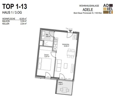 2-Zimmer-Wohnung mieten in Wien – 42,95 m², € 990 – Bild 12 von 13
