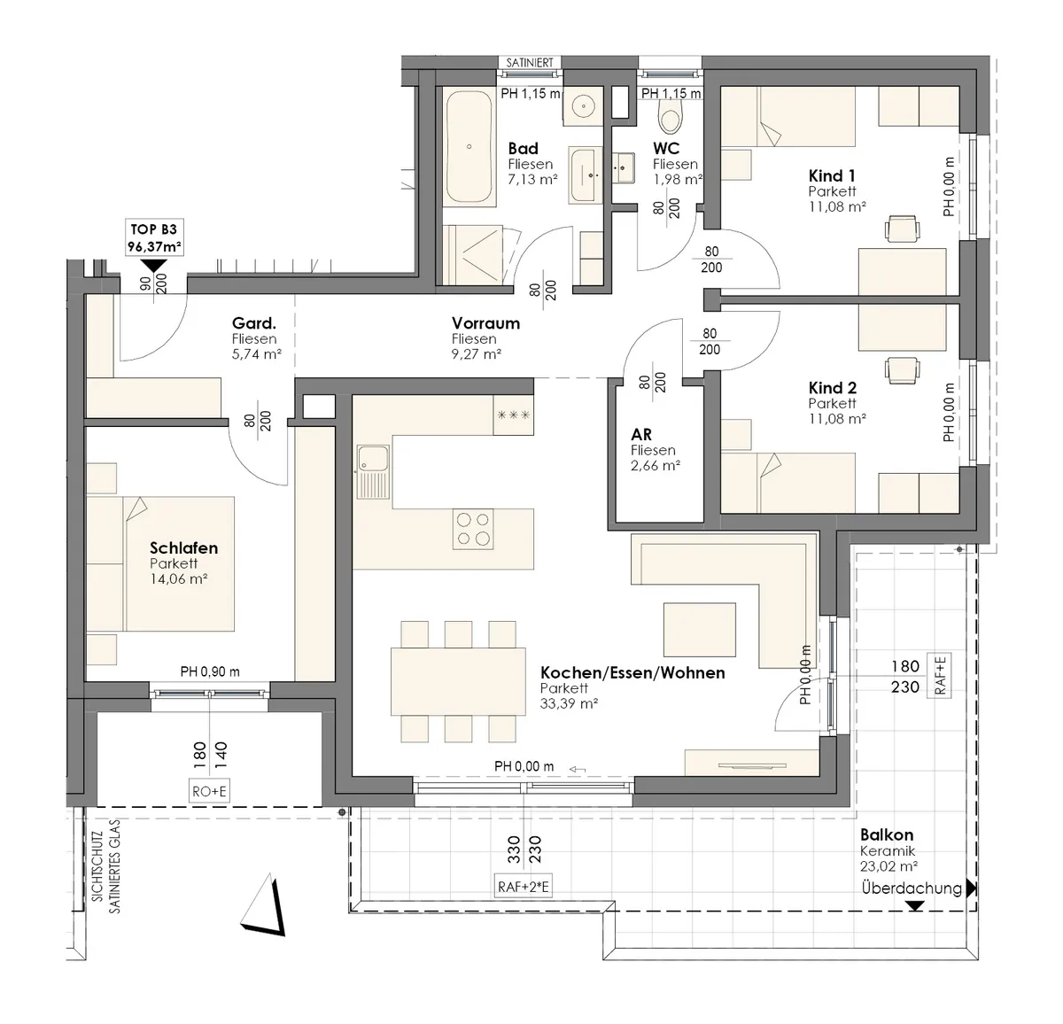Helle 4-Raum Wohnung mit großem Balkon - Hellmonsödt, Althellmonsödt - Ansicht 2
