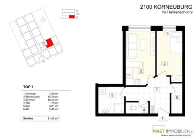 2-Zimmer-Wohnung mieten in Korneuburg – 41 m², € 699 – Bild 11 von 11