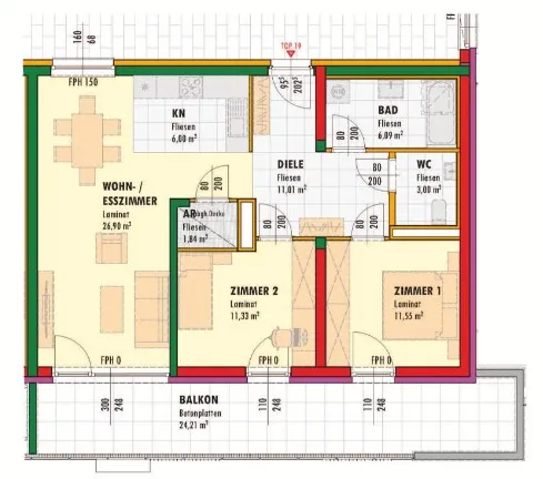 Dachgeschoss Wohnung mit Balkon - Ansicht 2
