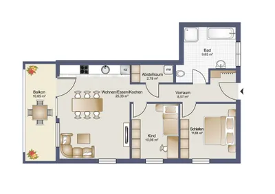 3-Zimmer-Wohnung mieten in Dornbirn – 68,02 m², € 1.525 – Bild 2 von 11