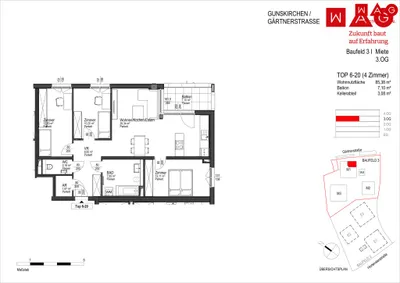 4-Zimmer-Wohnung mieten in Wels-Land – 87 m², € 1.097 – Bild 7 von 8