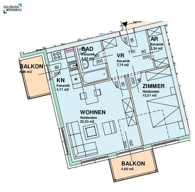 2-Zimmer-Wohnung mieten in Sankt Johann im Pongau – 55 m², € 764 – Bild 2 von 2