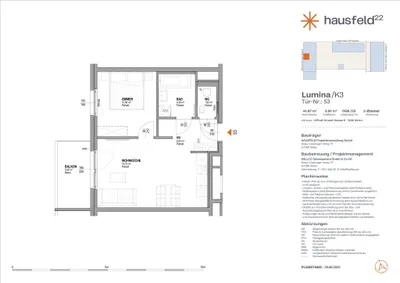 Top: A.53 ● LUMINA im Hausfeld²² ● Unbefristet ● Termin online buchen: www.hausfeld22.at/lumina