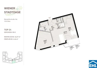 2-Zimmer-Wohnung mieten in Wien – 46,27 m², € 1.120 – Bild 16 von 16