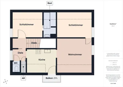 3-Zimmer-Wohnung mieten in Klagenfurt – 60 m², € 930 – Bild 7 von 7