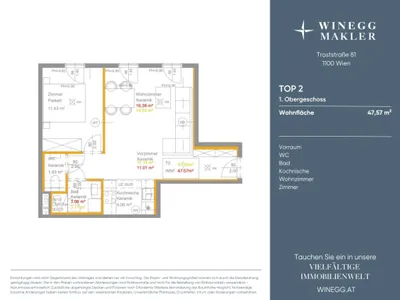 2-Zimmer-Gewerbeimmobilie mieten in Wien – 47,57 m², € 1.042 – Bild 5 von 5