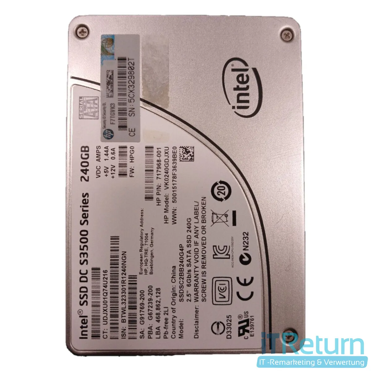 Intel SSD DC S3500 Series 240GB / 2,5-Zoll; SATA 6Gb/s / HP P/N 717968 ...