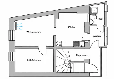 2-Zimmer-Wohnung mieten in Neunkirchen – 37 m², € 550 – Bild 2 von 7