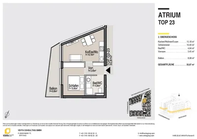 2-Zimmer-Wohnung mieten in Graz – 34,9 m², € 575 – Bild 7 von 8