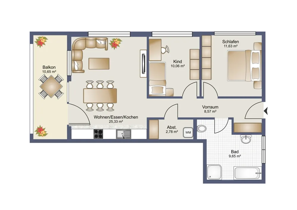 NEUBAU: Attraktive 3-Zimmer-Wohnung in Grenznähe - Ansicht 2