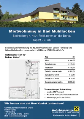 2-Zimmer-Wohnung mieten in Urfahr-Umgebung – 45,36 m², € 700 – Bild 7 von 7