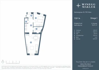 2-Zimmer-Wohnung kaufen in Wien – 51,27 m², € 249.000 – Bild 14 von 14