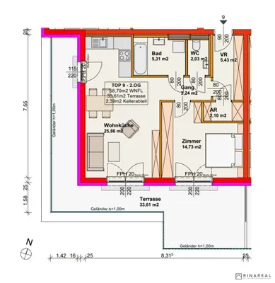 2-Zimmer-Wohnung kaufen in Wiener Neustadt – 58,7 m², € 299.980 – Bild 4 von 6