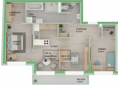 3-Zimmer-Wohnung kaufen in Wien – 66,49 m², € 355.000 – Bild 9 von 10