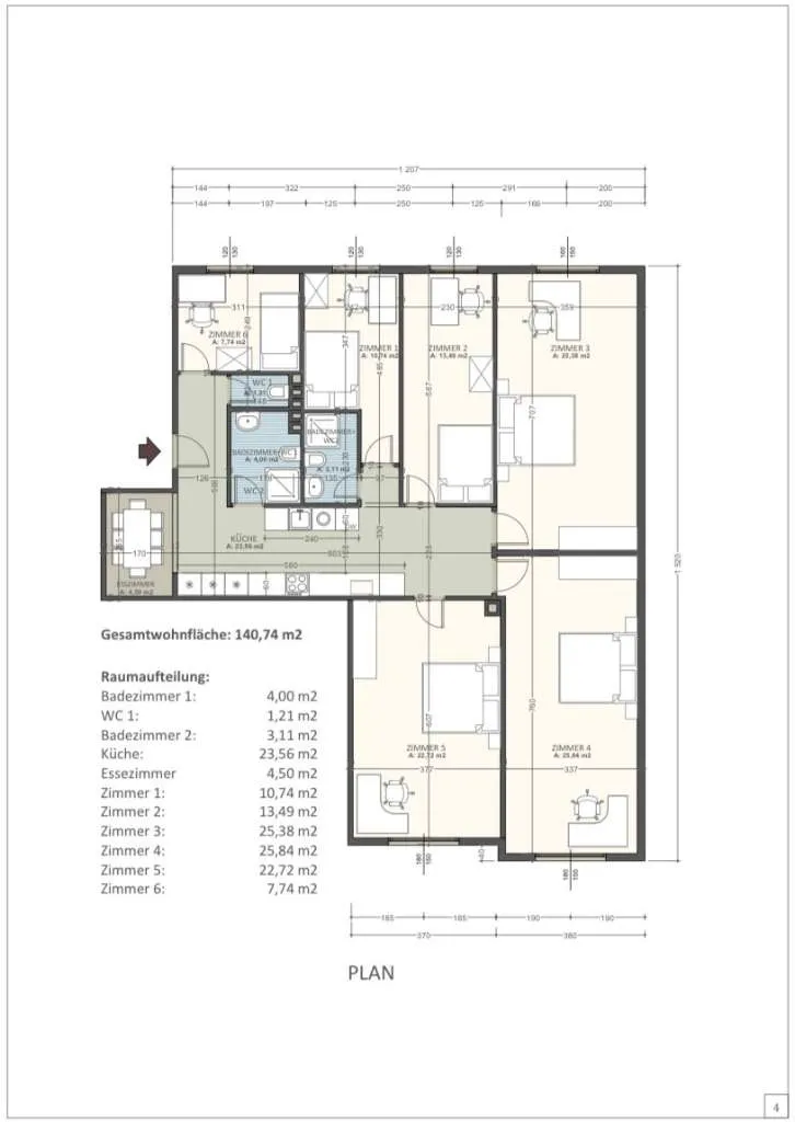 Möbeliertes Zimmer (ca.8 m²) in Wohngemeinschaft im 5-ten Bez. neben der U-Bahn, Privat ohne Provision - Widok 3
