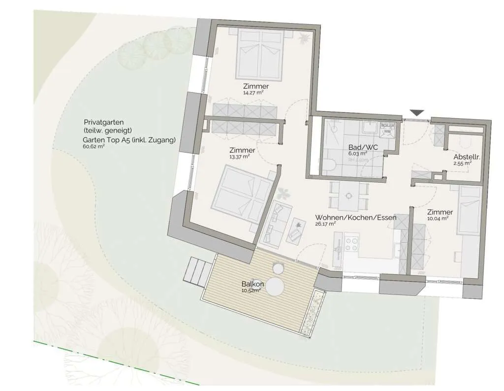Provisionsfrei: 4-Zimmer Wohnung mit großem Garten & Balkon | ca. 72 m² | Quartier Anna - Ansicht 3