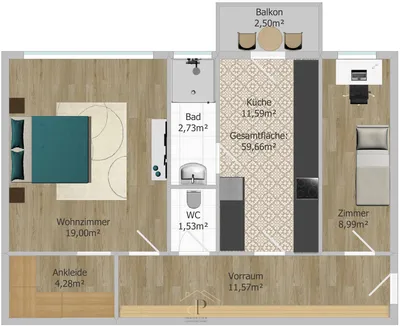 2-Zimmer-Wohnung kaufen in Graz – 59,67 m², € 169.000 – Bild 12 von 12