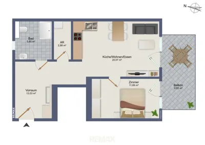 2-Zimmer-Wohnung kaufen in Graz-Umgebung – 52,32 m², € 219.000 – Bild 2 von 7