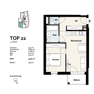 2-Zimmer-Wohnung kaufen in Wien – 43,87 m², € 316.697 – Bild 12 von 12