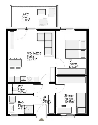 3-Zimmer-Wohnung mieten in Graz – 58,8 m², € 957 – Bild 9 von 11