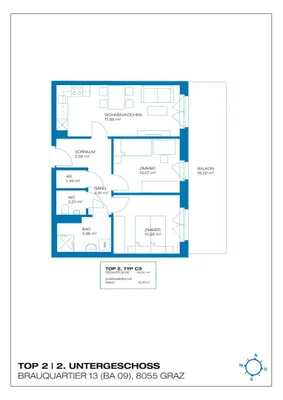3-Zimmer-Wohnung mieten in Graz – 54,55 m², € 891 – Bild 14 von 14