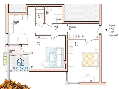 2-Zimmer-Wohnung mieten in Graz – 63 m², € 827 – Bild 12 von 12