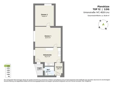 2-Zimmer-Wohnung mieten in Linz – 58,4 m², € 729 – Bild 11 von 11
