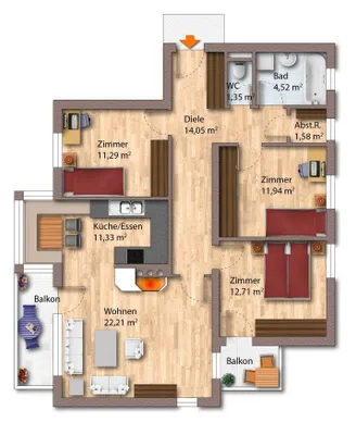 4-Zimmer-Wohnung kaufen in Zell am See – 91 m², € 389.000 – Bild 7 von 7