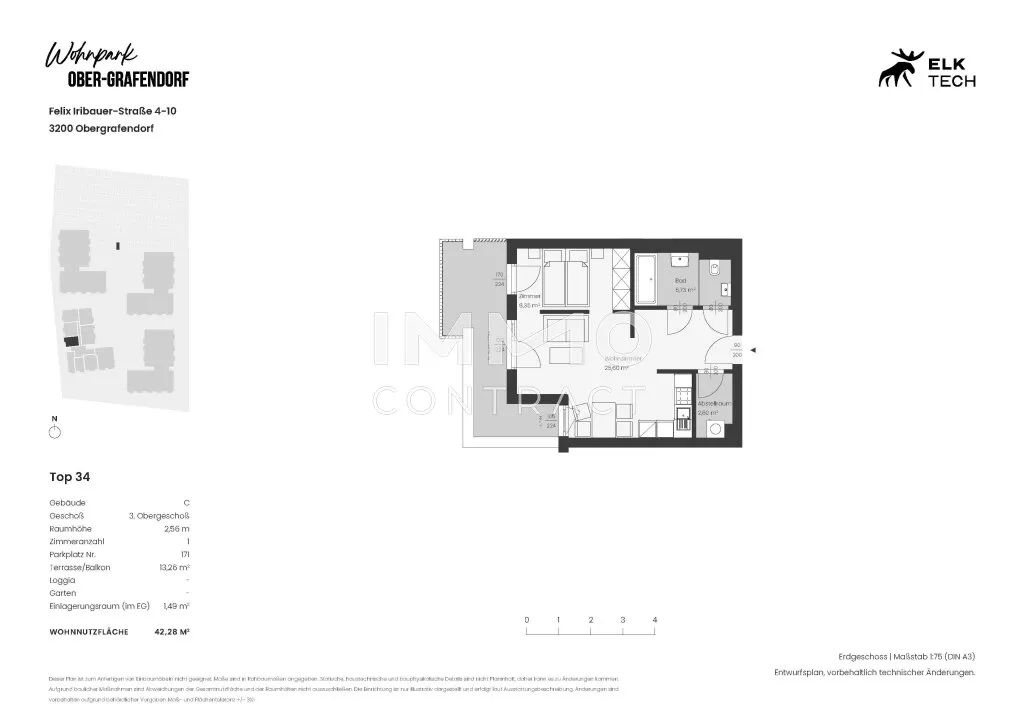42,28qm 1Zi-W-Terrassenwohnung,Erstbezug, ökologische Bauweise – pohled 2
