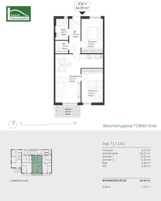 3-Zimmer-Wohnung kaufen in Graz – 64,39 m², € 297.000 – Bild 10 von 10