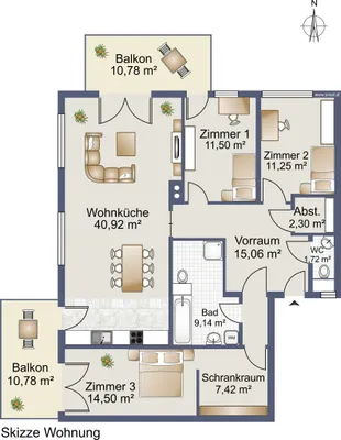 4-Zimmer-Wohnung mieten in Mödling – 114 m², € 2.386 – Bild 12 von 12