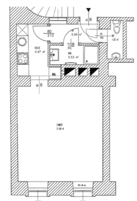 NASCHMARKT-NÄHE, ERSTBEZUG, 34 m2 Altbau, 1 Zimmer, Küche, Duschbad, Parketten, Franzensgasse – Bild 2