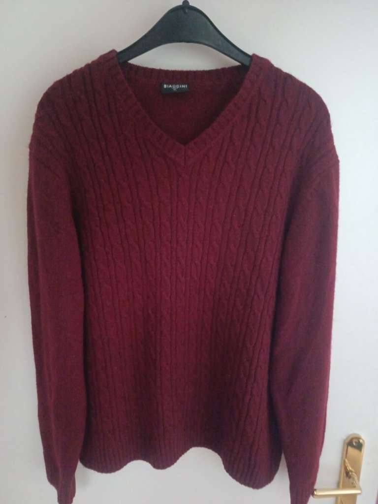 BIAGGINI HERREN DICKER WARMER WOLLPULLOVER WEINROT 49% SCHURWOLLE 51% POLYACRIL GR. XL