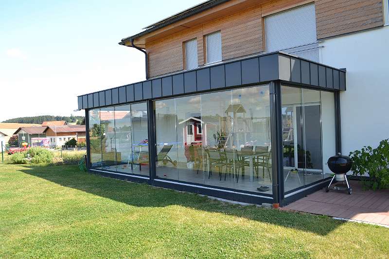 Terrassenverglasung , Schiebeverglasung , Ganzglasschiebeanlage