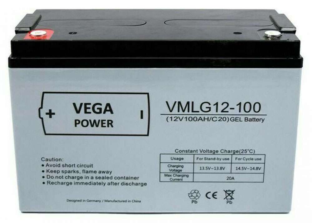 Solar Batterie, 12V 100Ah C20 GEL Batterie Akku Vega Power, VLMG12