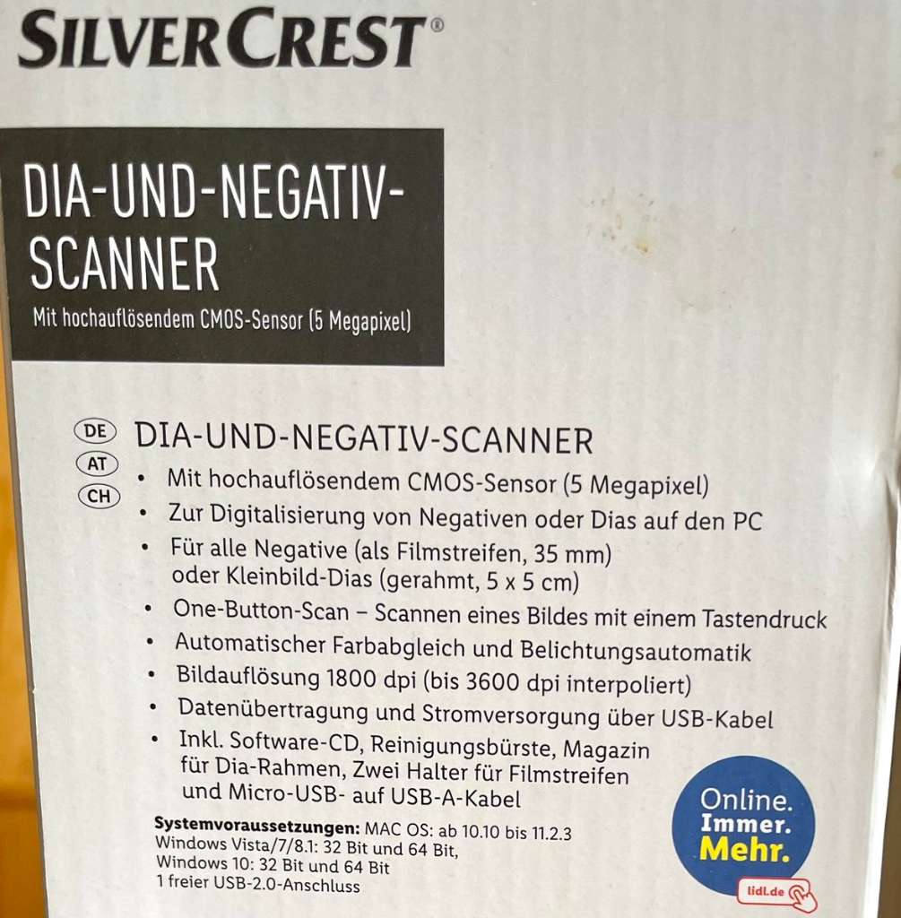 New! SILVERCREST Dia- und Negativ-Scanner »SND 3600 D3«, 1800 dpi, € 30,-  (5020 Salzburg) - willhaben